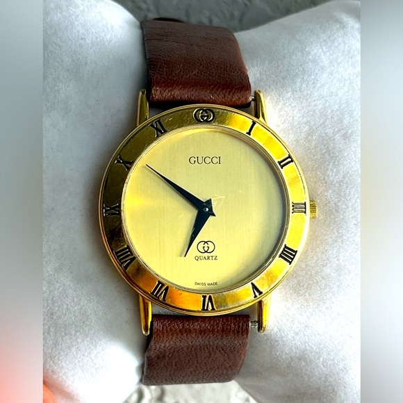 Gucci 3000M brown cream gold dial men’s watch. - Picture 1 of 16